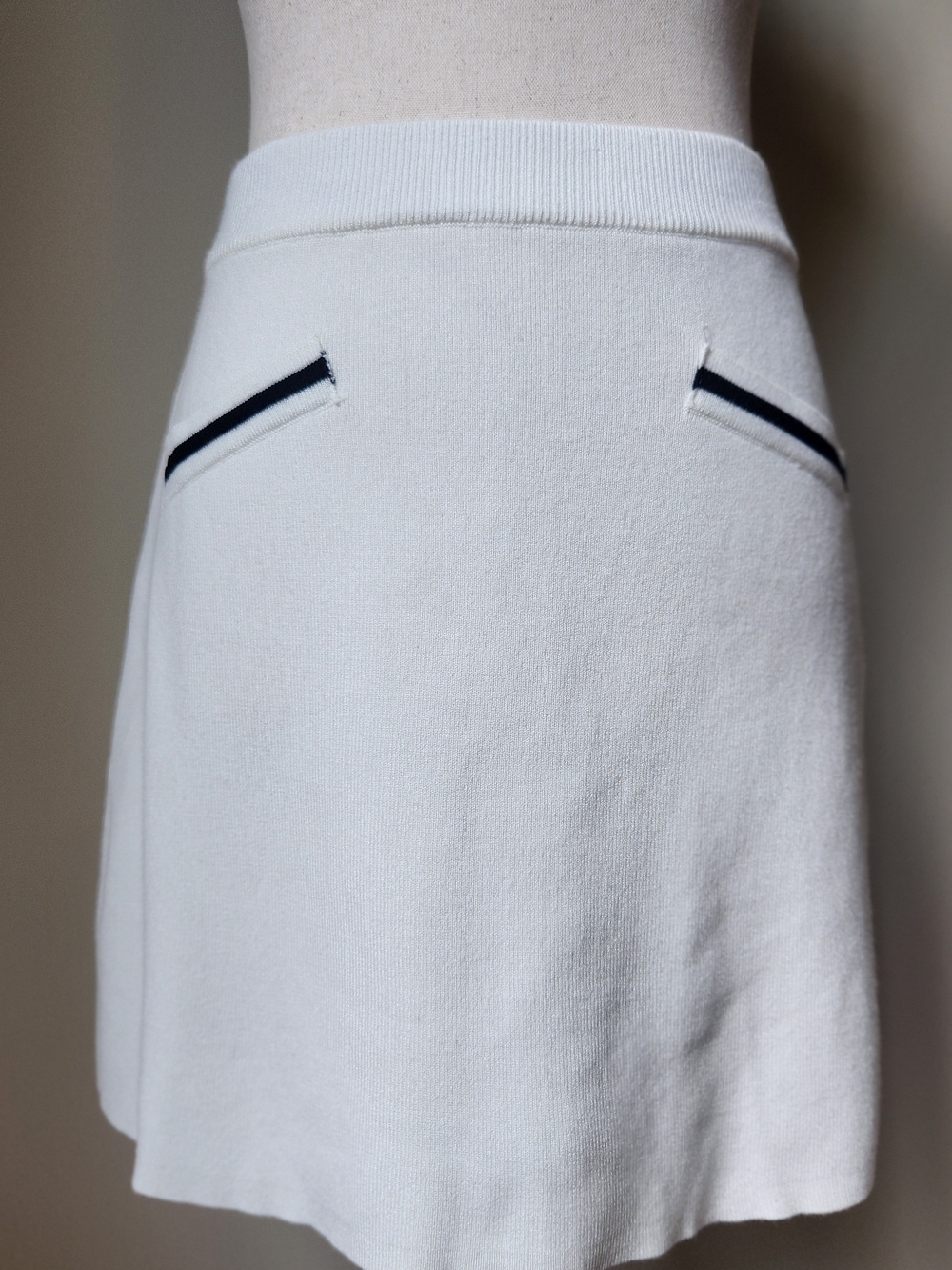 Willow Wind White Knit Mini Skirt Small Black Trim Preppy Tennis Coquette